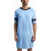 Runcati Mens Nightshirt Short Sleeve V Neck Sleep Shirt Soft Loose Fit Lounge Nightwear Sleepwear Pajama(Sky Blue)
