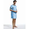Runcati Mens Nightshirt Short Sleeve V Neck Sleep Shirt Soft Loose Fit Lounge Nightwear Sleepwear Pajama(Sky Blue)