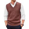 Runcati Mens V Neck Sweater Vest Casual Cable Knitted Pullover Knitwear Slim Fit Sleeveless Sweaters(Coffee)