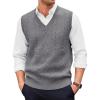 Runcati Mens V Neck Sweater Vest Casual Cable Knitted Pullover Knitwear Slim Fit Sleeveless Sweaters(Dark Gray)