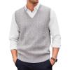 Runcati Mens V Neck Sweater Vest Casual Cable Knitted Pullover Knitwear Slim Fit Sleeveless Sweaters(Light Grey)