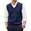 Runcati Mens V Neck Sweater Vest Casual Cable Knitted Pullover Knitwear Slim Fit Sleeveless Sweaters(Navy)