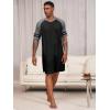 Runcati Mens Nightshirt Short Sleeve V Neck Nightgown Color Block Loose Fit Comfy Lounge Pajama Sleepwear(Black)