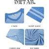 Runcati Mens Nightshirt Short Sleeve V Neck Nightgown Color Block Loose Fit Comfy Lounge Pajama Sleepwear(Blue)