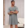 Runcati Mens Nightshirt Short Sleeve V Neck Nightgown Color Block Loose Fit Comfy Lounge Pajama Sleepwear(Dark Grey)
