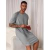 Runcati Mens Nightshirt Short Sleeve V Neck Nightgown Color Block Loose Fit Comfy Lounge Pajama Sleepwear(Dark Grey)