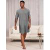 Runcati Mens Nightshirt Short Sleeve V Neck Nightgown Color Block Loose Fit Comfy Lounge Pajama Sleepwear(Dark Grey)