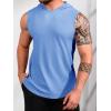 Runcati Mens Sleeveless Hoodies Workout Hooded Tank Tops Muscle Gym Bodybuilding Fitness Training T Shirts(Blue)