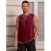 Runcati Mens Workout Tank Tops Sleeveless Casual Crewneck Beach T Shirt Muscle Athletic Gym Running Tee(Burgundy)