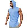Runcati Mens Sleeveless Hoodies Workout Hooded Tank Tops Muscle Gym Bodybuilding Fitness Training T Shirts(Blue)