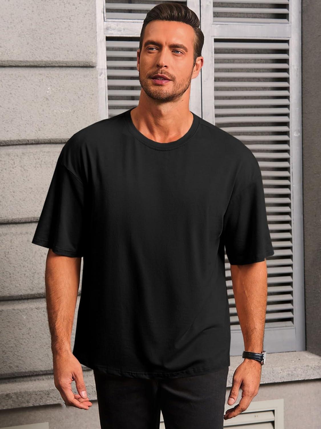 imageRuncati Mens Casual TShirts Short Sleeve Lightweight Oversized Summer Cotton Tee Beach Crew Neck TopsBlack