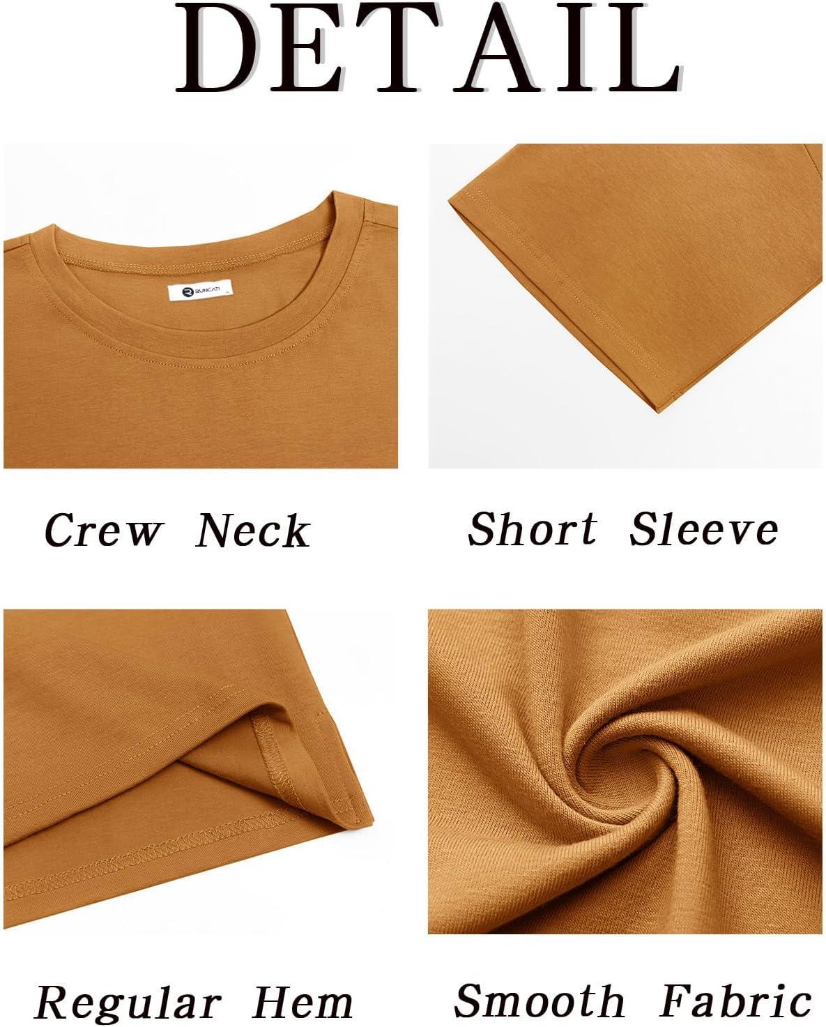 imageRuncati Mens Casual TShirts Short Sleeve Lightweight Oversized Summer Cotton Tee Beach Crew Neck TopsBrown