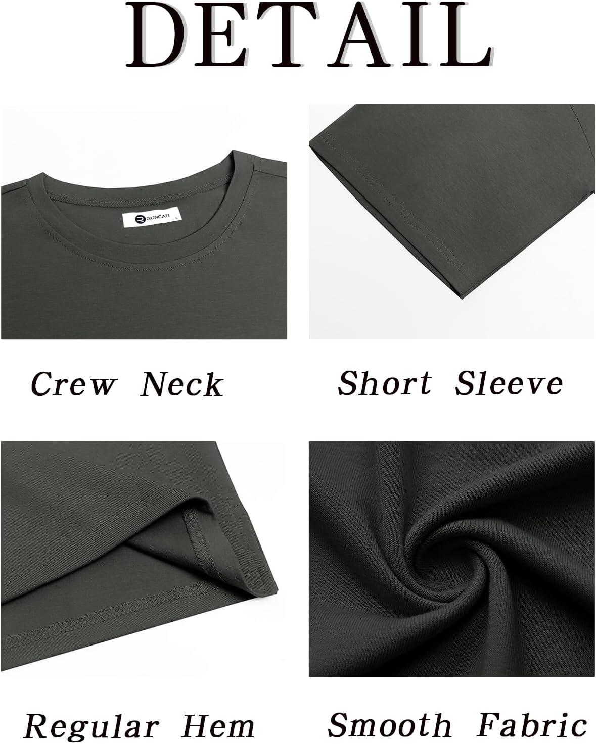 imageRuncati Mens Casual TShirts Short Sleeve Lightweight Oversized Summer Cotton Tee Beach Crew Neck TopsDark Grey