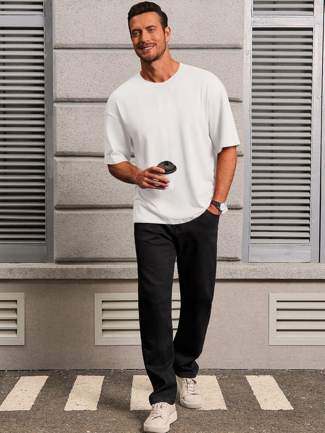 imageRuncati Mens Casual TShirts Short Sleeve Lightweight Oversized Summer Cotton Tee Beach Crew Neck TopsWhite