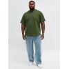 Runcati Mens Big and Tall Shirts Short Sleeve Crew Neck Casual T-Shirt Hipster Hip Hop Longline Tee Shirts(Army Green)