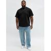 Runcati Mens Big and Tall Shirts Short Sleeve Crew Neck Casual T-Shirt Hipster Hip Hop Longline Tee Shirts(Black)