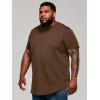 Runcati Mens Big and Tall Shirts Short Sleeve Crew Neck Casual T-Shirt Hipster Hip Hop Longline Tee Shirts(Brown)