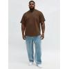 Runcati Mens Big and Tall Shirts Short Sleeve Crew Neck Casual T-Shirt Hipster Hip Hop Longline Tee Shirts(Brown)