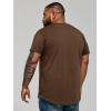 Runcati Mens Big and Tall Shirts Short Sleeve Crew Neck Casual T-Shirt Hipster Hip Hop Longline Tee Shirts(Brown)