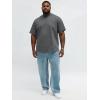 Runcati Mens Big and Tall Shirts Short Sleeve Crew Neck Casual T-Shirt Hipster Hip Hop Longline Tee Shirts(Dark Grey)
