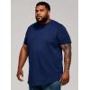 Runcati Mens Big and Tall Shirts Short Sleeve Crew Neck Casual T-Shirt Hipster Hip Hop Longline Tee Shirts(Navy)
