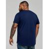 Runcati Mens Big and Tall Shirts Short Sleeve Crew Neck Casual T-Shirt Hipster Hip Hop Longline Tee Shirts(Navy)