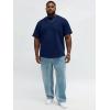 Runcati Mens Big and Tall Shirts Short Sleeve Crew Neck Casual T-Shirt Hipster Hip Hop Longline Tee Shirts(Navy)