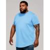 Runcati Mens Big and Tall Shirts Short Sleeve Crew Neck Casual T-Shirt Hipster Hip Hop Longline Tee Shirts(Sky Blue)