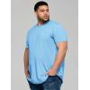 Runcati Mens Big and Tall Shirts Short Sleeve Crew Neck Casual T-Shirt Hipster Hip Hop Longline Tee Shirts(Sky Blue)