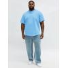 Runcati Mens Big and Tall Shirts Short Sleeve Crew Neck Casual T-Shirt Hipster Hip Hop Longline Tee Shirts(Sky Blue)