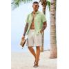 Runcati Mens Button Down Linen Shirt Short Sleeve Casual Vacation Shirts Summer Beach Wedding Tops with Pocket(Mint)