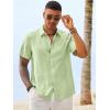 Runcati Mens Button Down Linen Shirt Short Sleeve Casual Vacation Shirts Summer Beach Wedding Tops with Pocket(Mint)