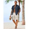 Runcati Mens Button Down Linen Shirt Short Sleeve Casual Vacation Shirts Summer Beach Wedding Tops with Pocket(Navy)