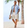 Runcati Mens Button Down Linen Shirt Short Sleeve Casual Vacation Shirts Summer Beach Wedding Tops with Pocket(Sky Blue)