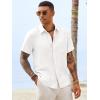 Runcati Mens Button Down Linen Shirt Short Sleeve Casual Vacation Shirts Summer Beach Wedding Tops with Pocket(White)