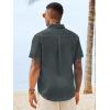 Runcati Mens Button Down Shirts Casual Short Sleeve Linen Shirt Summer Beach Wedding Tops with Pocket(Black)