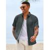 Runcati Mens Button Down Shirts Casual Short Sleeve Linen Shirt Summer Beach Wedding Tops with Pocket(Black)