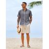 Runcati Mens Button Down Shirts Casual Short Sleeve Linen Shirt Summer Beach Wedding Tops with Pocket(Grey)