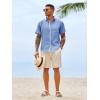 Runcati Mens Button Down Shirts Casual Short Sleeve Linen Shirt Summer Beach Wedding Tops with Pocket(Jean Blue)