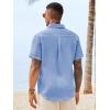 Runcati Mens Button Down Shirts Casual Short Sleeve Linen Shirt Summer Beach Wedding Tops with Pocket(Jean Blue)