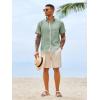 Runcati Mens Button Down Shirts Casual Short Sleeve Linen Shirt Summer Beach Wedding Tops with Pocket(Olive Green)