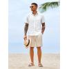 Runcati Mens Button Down Shirts Casual Short Sleeve Linen Shirt Summer Beach Wedding Tops with Pocket(White)