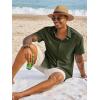 Runcati Mens Button Down Shirts Short Sleeve Casual Dress Shirt Summer Untucked Shirts with Pocket(Army Green)