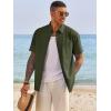 Runcati Mens Button Down Shirts Short Sleeve Casual Dress Shirt Summer Untucked Shirts with Pocket(Army Green)