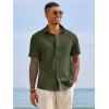 Runcati Mens Button Down Shirts Short Sleeve Casual Dress Shirt Summer Untucked Shirts with Pocket(Army Green)