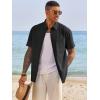 Runcati Mens Button Down Shirts Short Sleeve Casual Dress Shirt Summer Untucked Shirts with Pocket(Black)