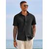 Runcati Mens Button Down Shirts Short Sleeve Casual Dress Shirt Summer Untucked Shirts with Pocket(Black)
