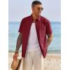 Runcati Mens Button Down Shirts Short Sleeve Casual Dress Shirt Summer Untucked Shirts with Pocket(Burgundy)