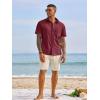 Runcati Mens Button Down Shirts Short Sleeve Casual Dress Shirt Summer Untucked Shirts with Pocket(Burgundy)