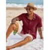 Runcati Mens Button Down Shirts Short Sleeve Casual Dress Shirt Summer Untucked Shirts with Pocket(Burgundy)